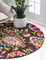 Estrella Collection Colorful Abstract Brown Area Rug