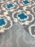 Gray Turquoise Blue Shag Area Rug