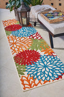 Floral Indoor/Outdoor Red Multi-color Area Rug