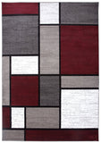 Modern Box Red Gray White Area Rug