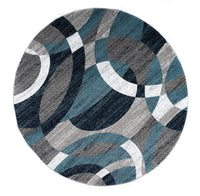 Blue Gray White Circles Soft Area Rug