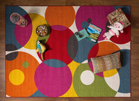 Vibrant Circle Area Rug Non-Slip/ No Skid