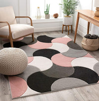 Good Vibes Helena Blush Pink Modern Geometric Shapes  3D Texture Soft Area Rug