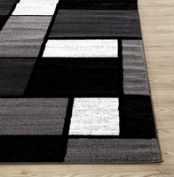 Box Pattern Gray/Grey Black White Area Rug