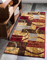 Modern Circles Rustic Warm Multi Soft Area Rug