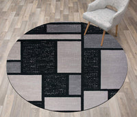 Gray/Grey Black Abstract Area Rug