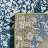 Floral Medallion Ivory Peacock Blue Area Rugs