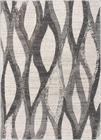 Pamplona Ivory & Grey Wavy Lines Abstract Geometric Pattern Area Rug