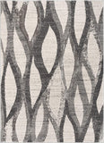 Pamplona Ivory & Grey Wavy Lines Abstract Geometric Pattern Area Rug