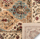 Persian Oriental Panel Runner Rug Ivory Multicolor