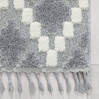 Mallorie Grey Cream  Tribal Ethnic High-Lo Textured | Diamond Medallion Area Rug