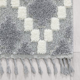 Mallorie Grey Cream  Tribal Ethnic High-Lo Textured | Diamond Medallion Area Rug