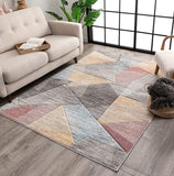 Laroy Soft Pastel Multi Color Triangle Boxes & Squares Geometric Area Rug