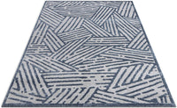 Gizelda Blue Geometric Lines Pattern Area Rug