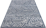 Gizelda Blue Geometric Lines Pattern Area Rug