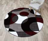 Circle Gray/Grey Burgundy Area Rug