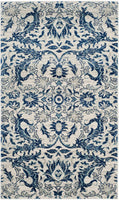 Evoke CollectionNon-Shedding Stain Resistant Living Room Bedroom Area Rug Ivory / Blue