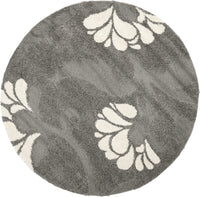 Grey and Beige Floral Shag Soft Pluah Area Rug