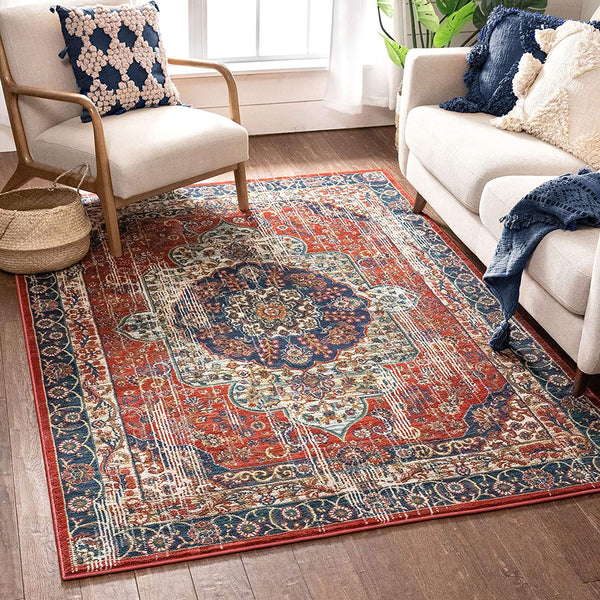 Alice Red Traditional Medallion Area Rug