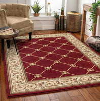 Timeless Fleur De Lis Red Formal Area Rug