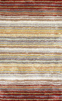 Handmade Striped Multi-Color Plush Shag Area Rugs