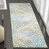 Floral Medallion Ivory Peacock Blue Area Rugs