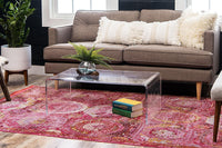 Baracoa Collection Bright Tones Vintage Traditional Pink Area Rug
