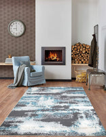 Abstract Soft  Area Rug Gray Blue