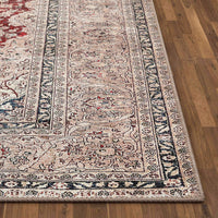 Tonti Red Machine Washable Vintage Style Classic Distsressed Persian Area Rug
