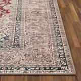 Tonti Red Machine Washable Vintage Style Classic Distsressed Persian Area Rug