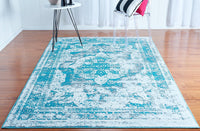 Vintage Distressed Turquoise Blue Area Rugs