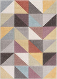 Plano Soft Pastel Multi Color Triangle Boxes & Squares Geometric Area Rug