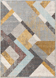 Jacey Grey Modern Geometric Boxes & Shapes Pattern Area Rug