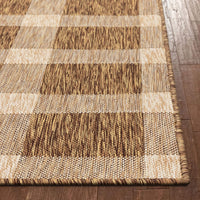 Freja Brown Indoor/Outdoor Flat Weave Pile Buffalo Check Pattern Area Rug