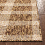 Freja Brown Indoor/Outdoor Flat Weave Pile Buffalo Check Pattern Area Rug