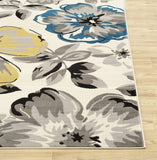 Floral Gray/Grey Yellow Blue Area Rug