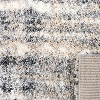 Fontana Shag Collection  Modern Thick Area Rug Grey / Ivory