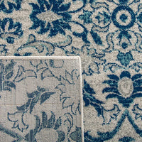 Evoke CollectionNon-Shedding Stain Resistant Living Room Bedroom Area Rug Ivory / Blue