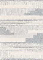 Brer Light Blue Abstract Geometric Tribal Area Rug