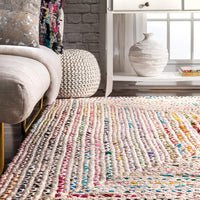 Hand Braided Ivory Multi-color Soft Area Rugs
