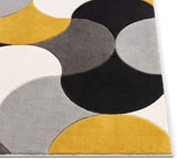 Good Vibes Helena Gold Modern Geometric Shapes  3D Texture Soft Area Rug