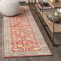 India Flower and Vine Burgundy Soft Area Rug