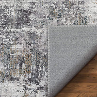 Arcata Grey Machine Washable Contemporary Abstract Distressed Area Rug