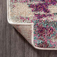Contemporary Modern Abstract Brushstroke Cream/Pink Rug