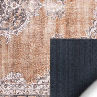 Mareva Machine Washable Rust Orange Vintage Oriental Medallion Area Rug