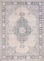 Mareva Machine Washable Beige Vintage Oriental Medallion Area Rug