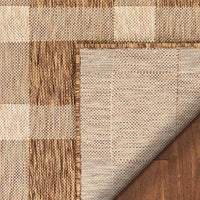 Freja Brown Indoor/Outdoor Flat Weave Pile Buffalo Check Pattern Area Rug