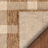 Freja Brown Indoor/Outdoor Flat Weave Pile Buffalo Check Pattern Area Rug