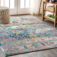 Bohemian FLAIR Boho Vintage Faded Navy/Cream Soft Area Rug
