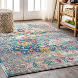Bohemian FLAIR Boho Vintage Faded Navy/Cream Soft Area Rug